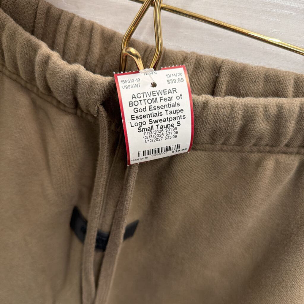 Essentials Taupe Logo Sweatpants Small