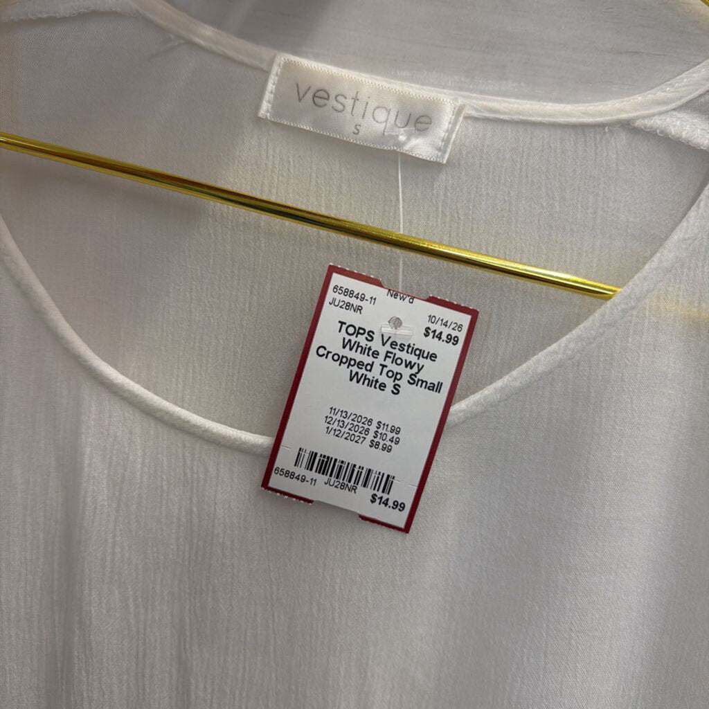 White Flowy Cropped Top Small