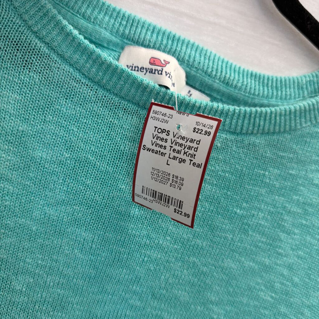 Vineyard Vines Teal Knit Sweater Large