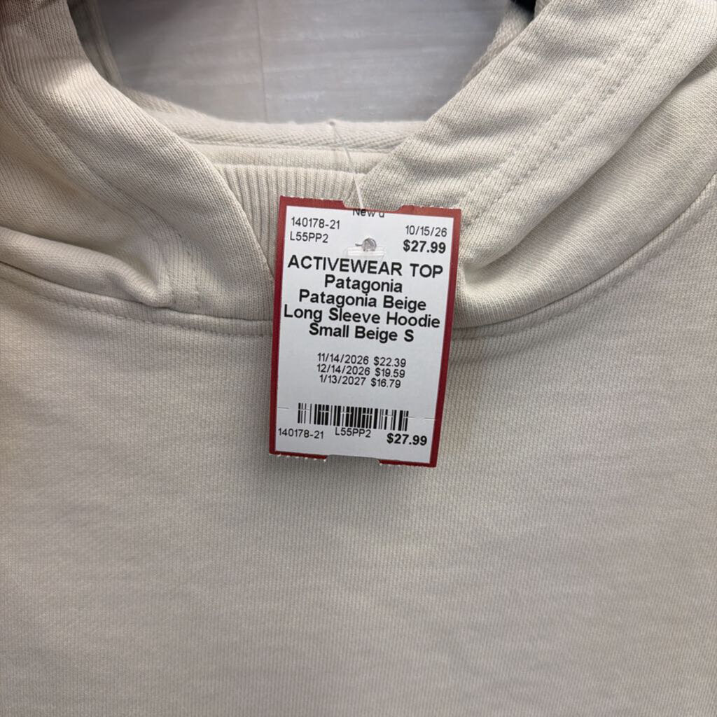 Patagonia Beige Long Sleeve Hoodie Small