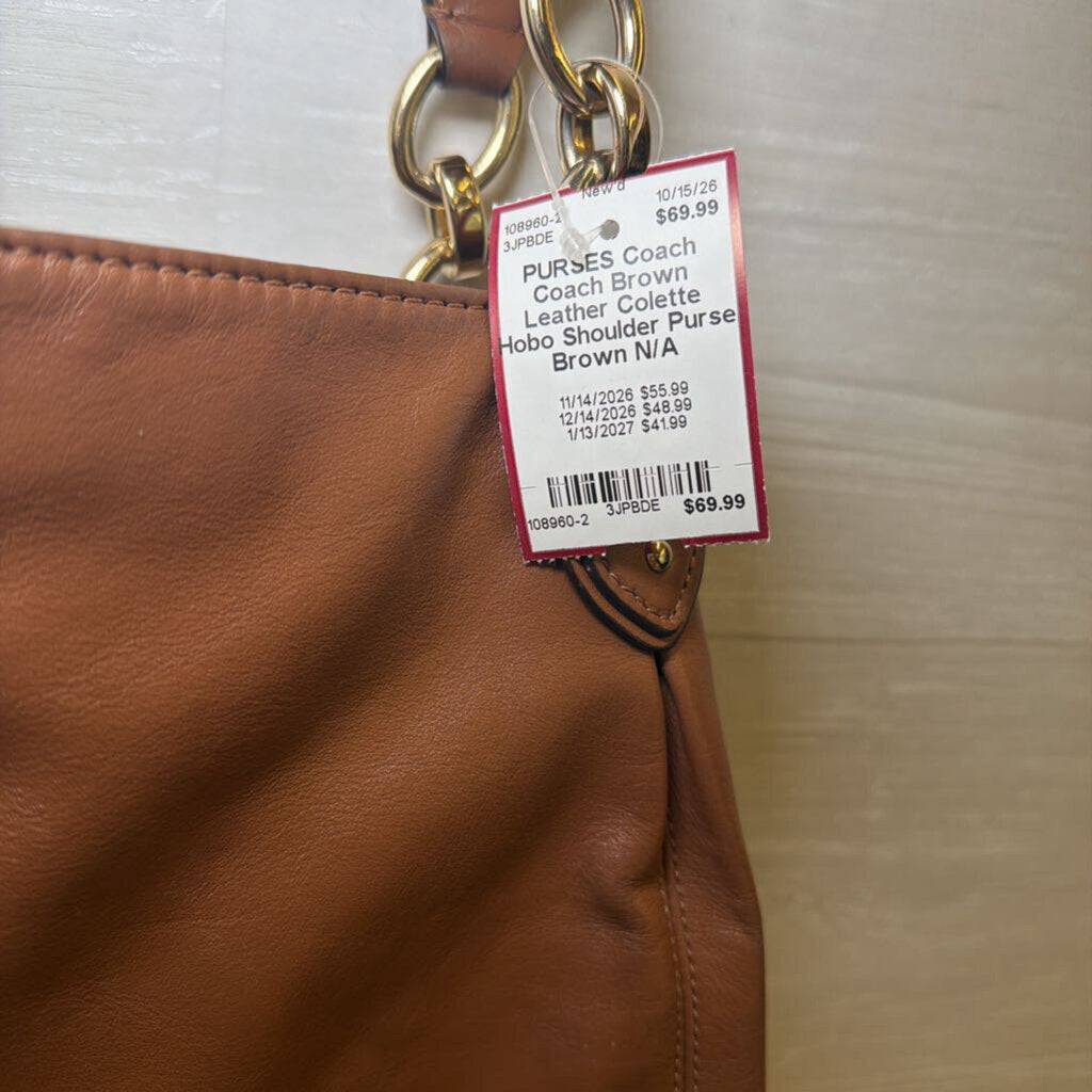 Coach Brown Leather Colette Hobo Shoulder Purse