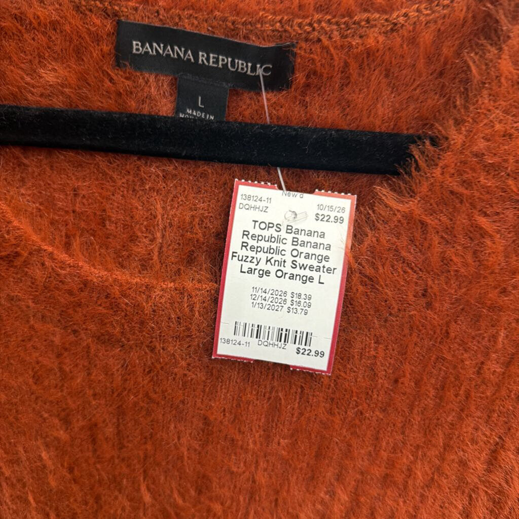 Banana Republic Orange Fuzzy Knit Sweater Large