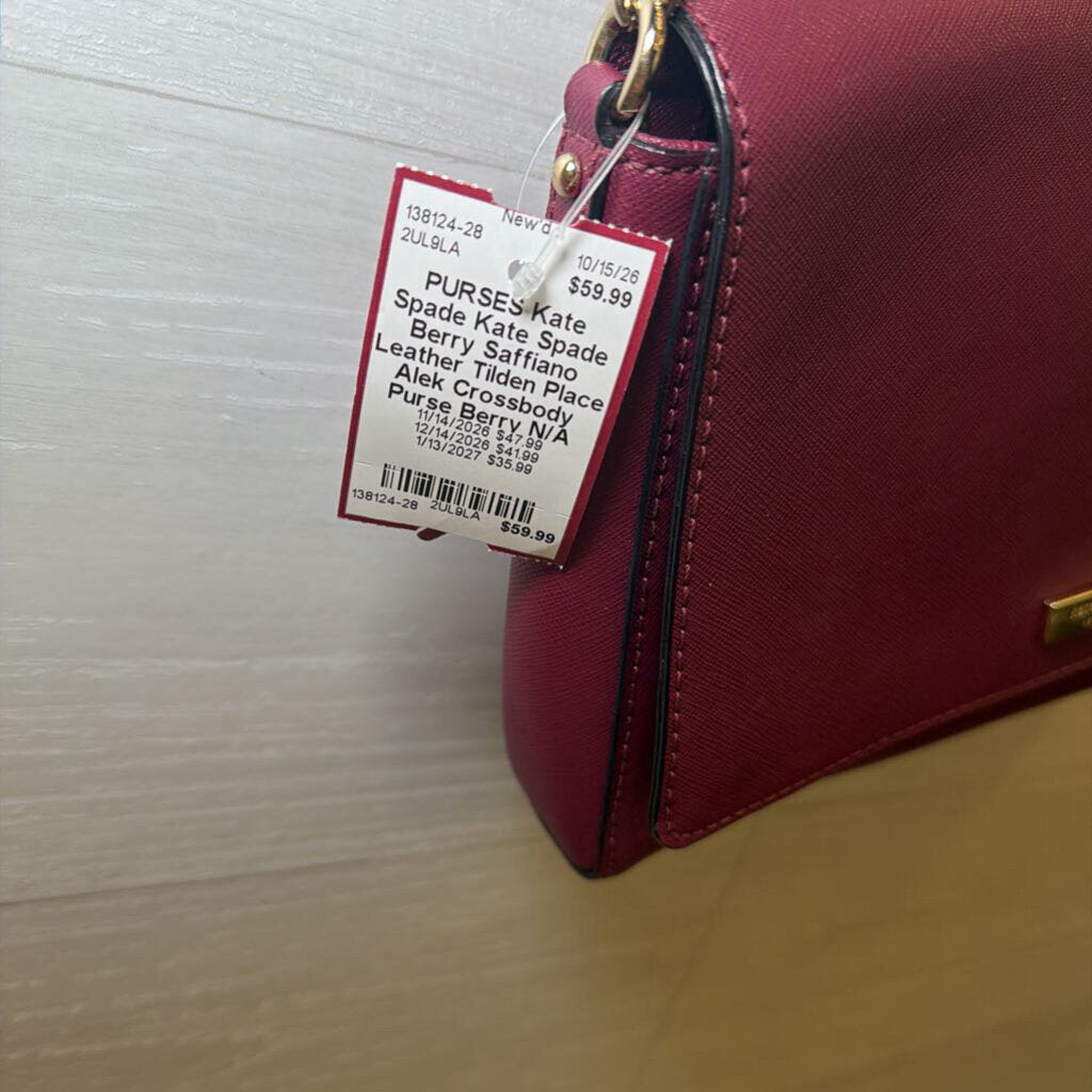 Kate Spade Berry Saffiano Leather Tilden Place Alek Crossbody Purse