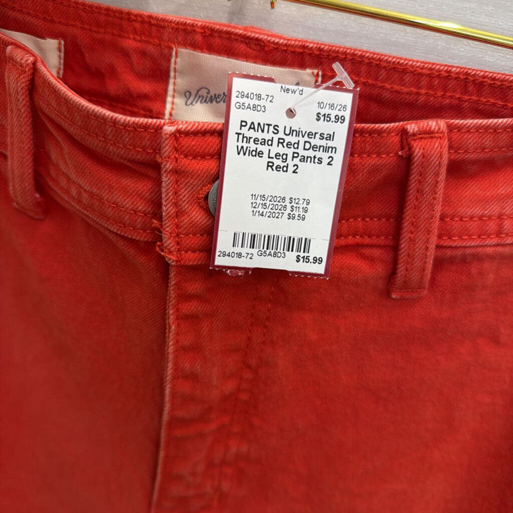 Red Denim Wide Leg Pants 2