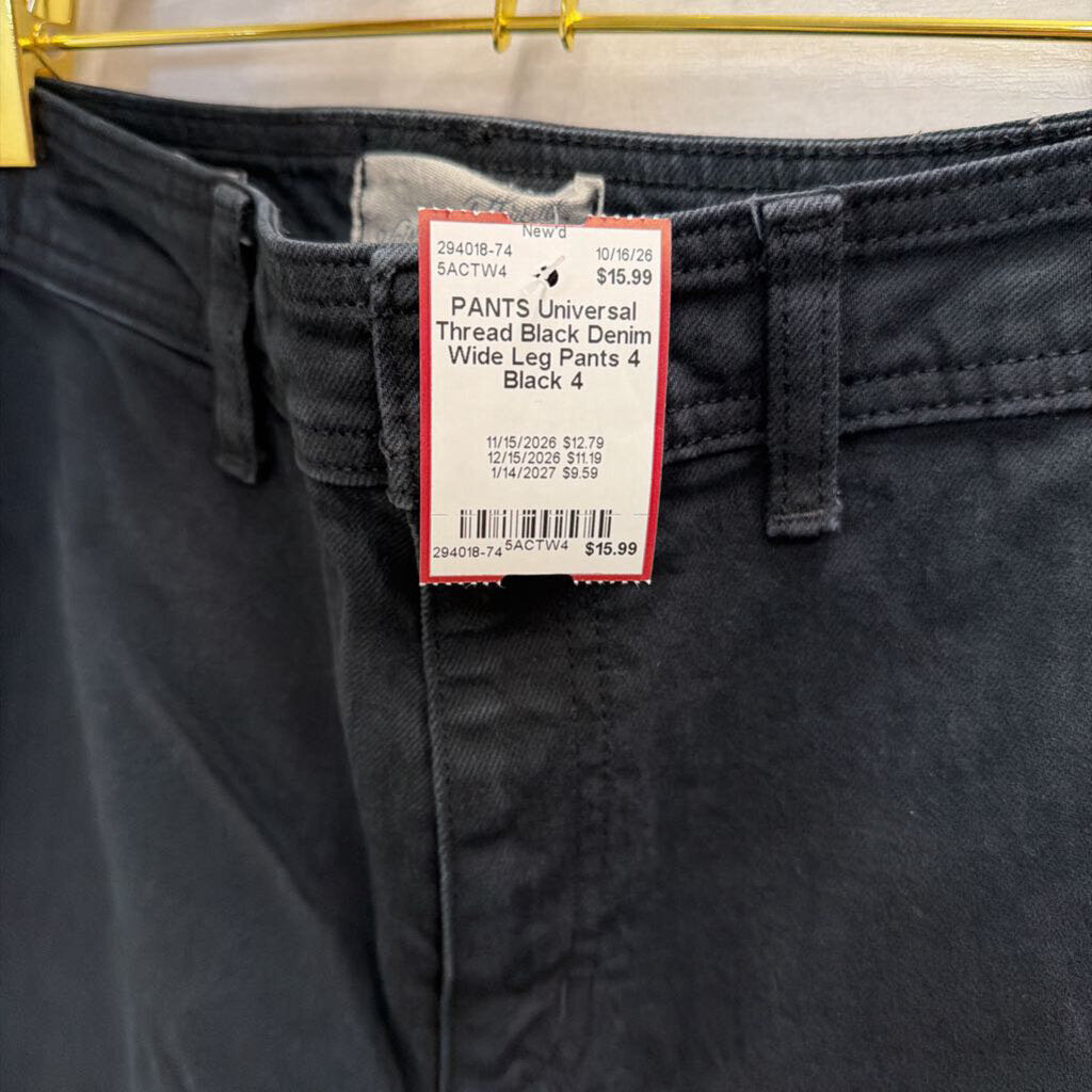 Black Denim Wide Leg Pants 4