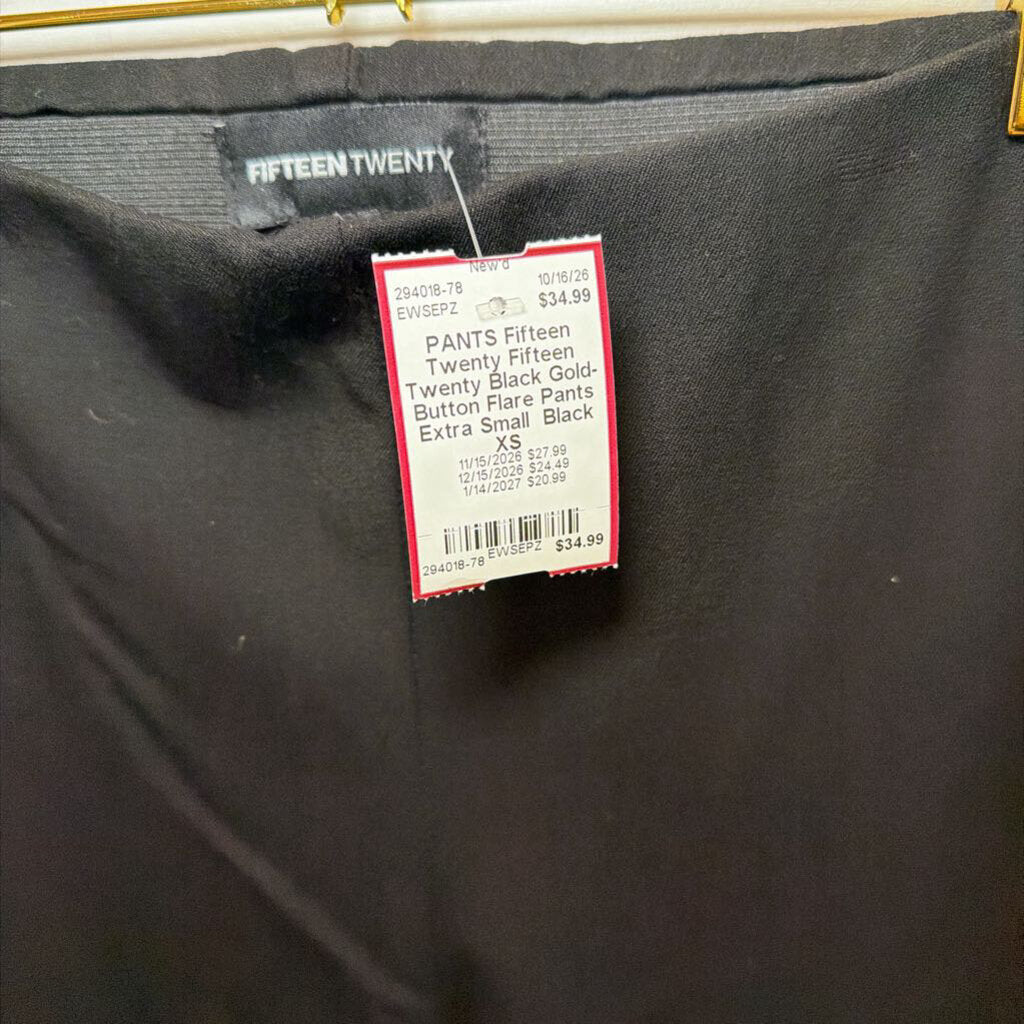 Fifteen Twenty Black Gold-Button Flare Pants Extra Small