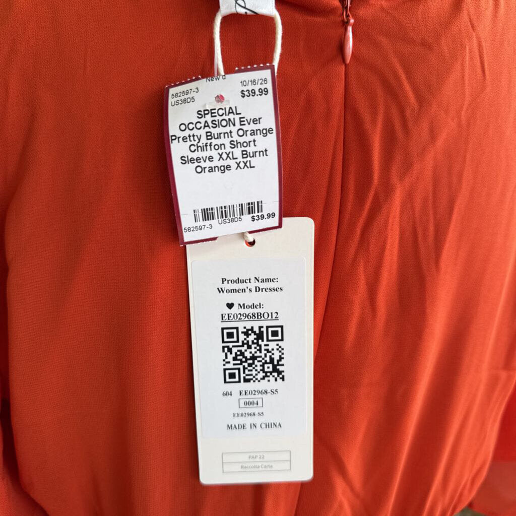 Burnt Orange Chiffon Short Sleeve XXL