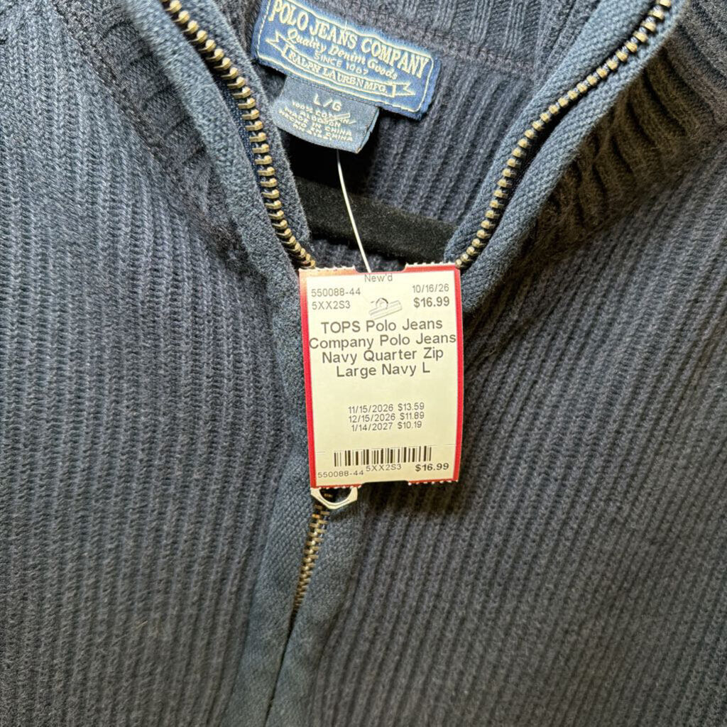 Polo Jeans Navy Quarter Zip Large