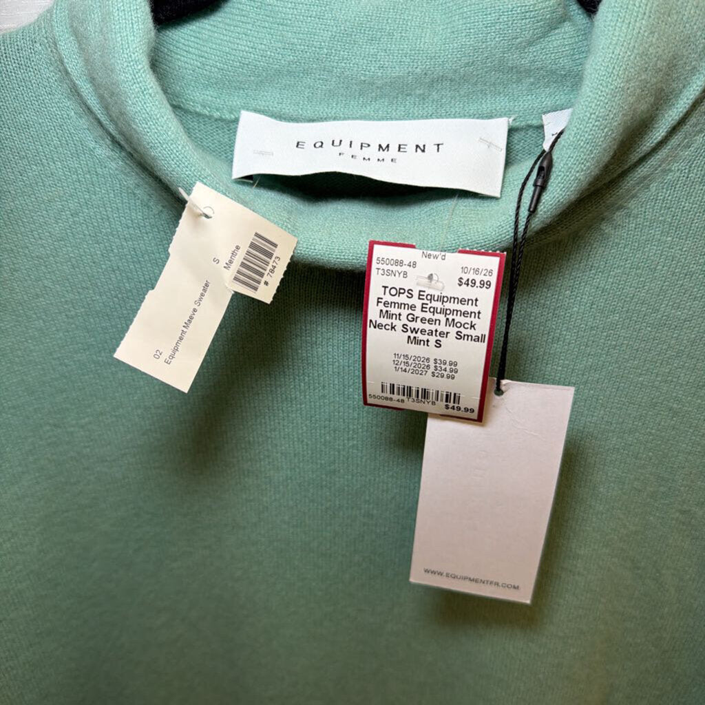 Equipment Mint Green Mock Neck Sweater Small