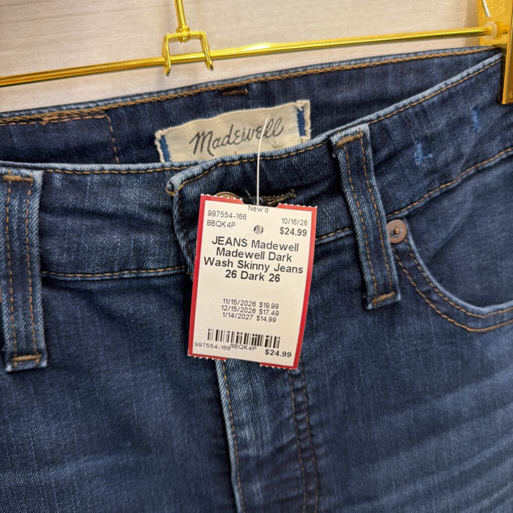 Madewell Dark Wash Skinny Jeans 26