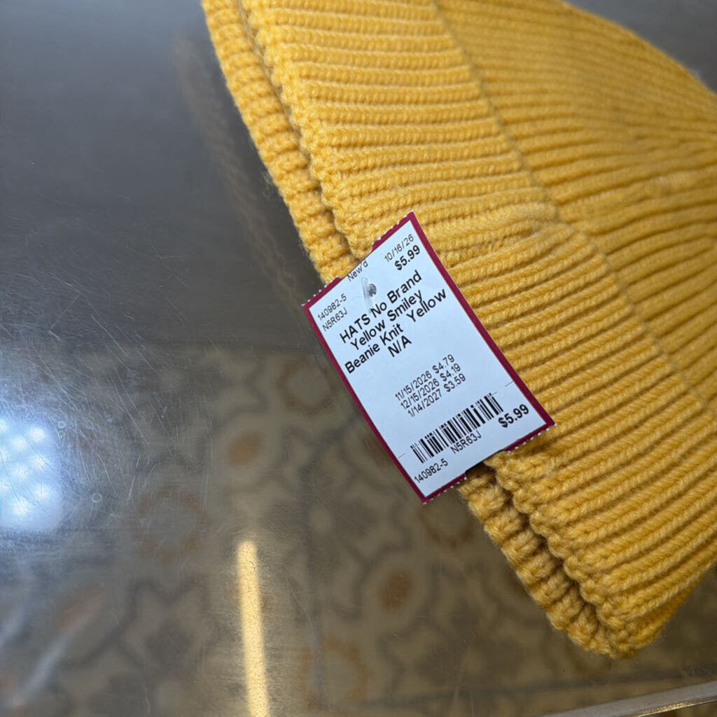 Yellow Smiley Beanie Knit