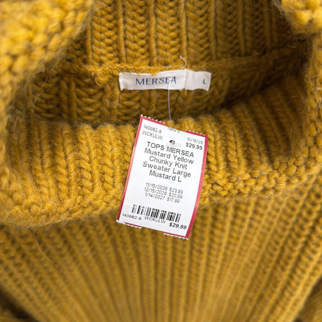 Mustard Yellow Chunky Knit Sweater Large