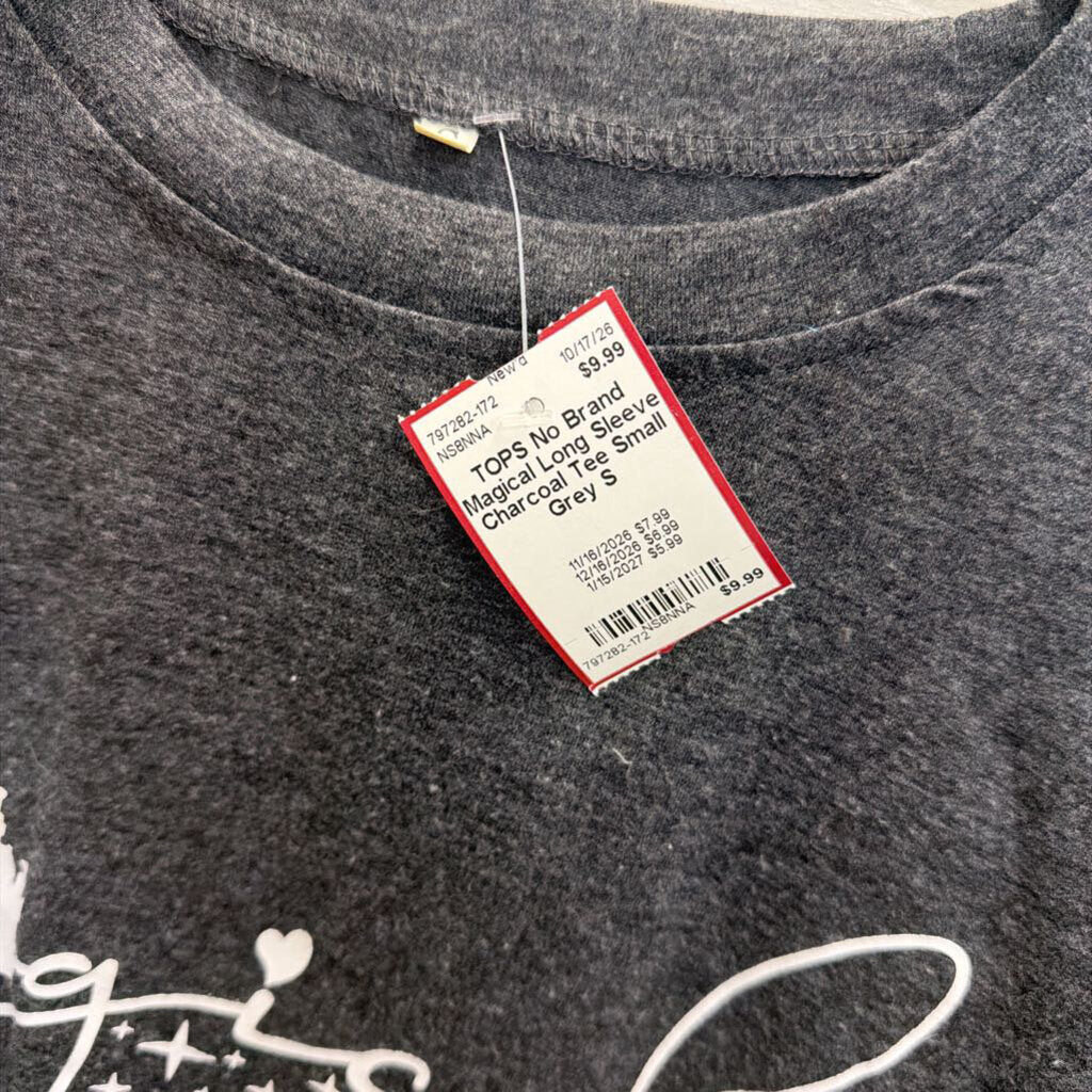 Magical Long Sleeve Charcoal Tee Small