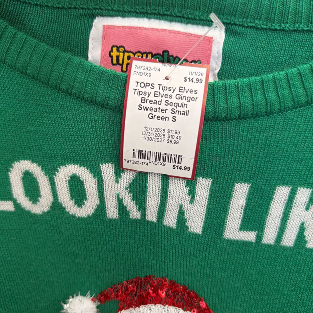 Tipsy Elves Ginger Bread Sequin Sweater Small