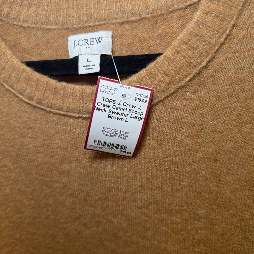 J. Crew Camel Scoop Neck Sweater Large