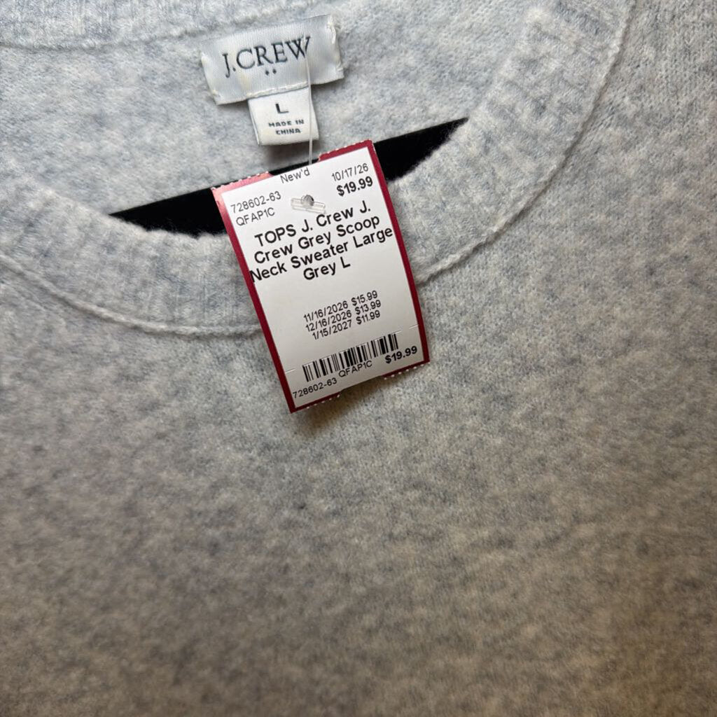 J. Crew Grey Scoop Neck Sweater Large