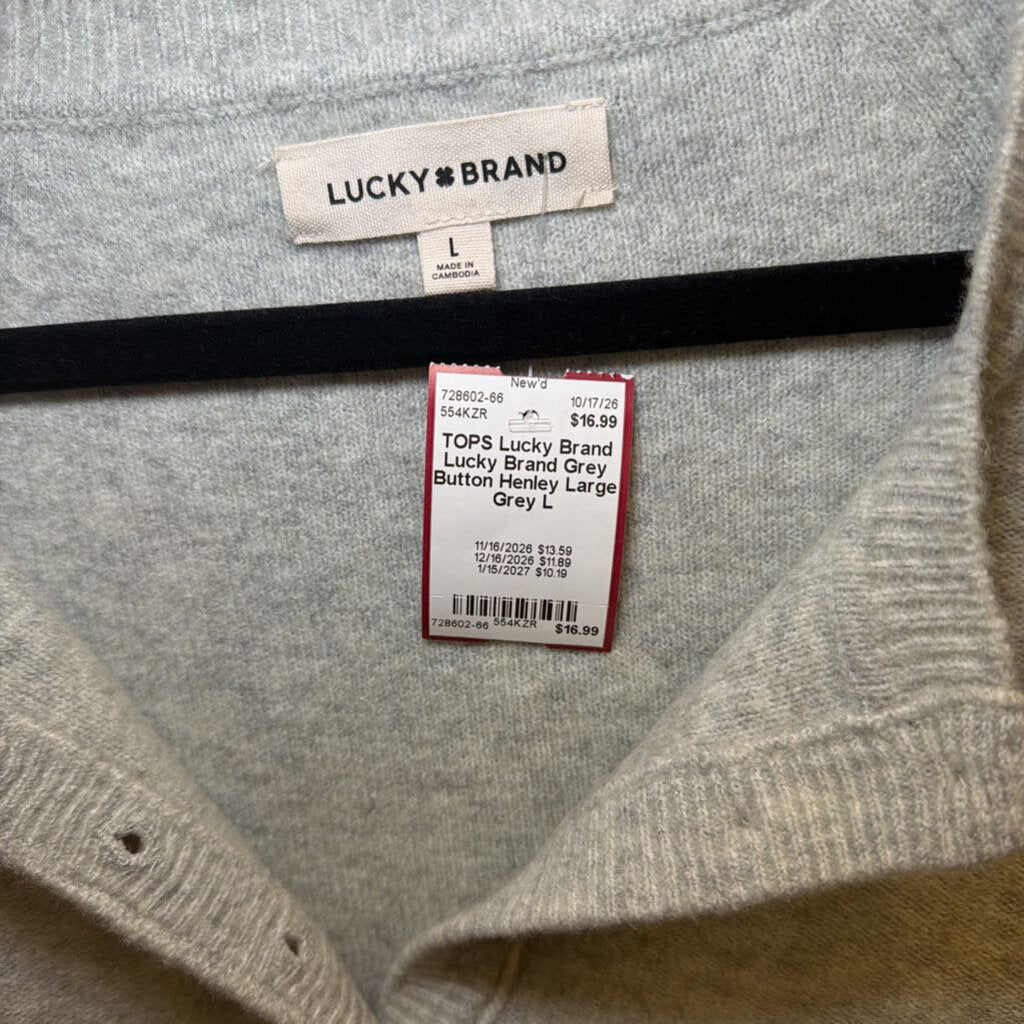 Lucky Brand Grey Button Henley Large