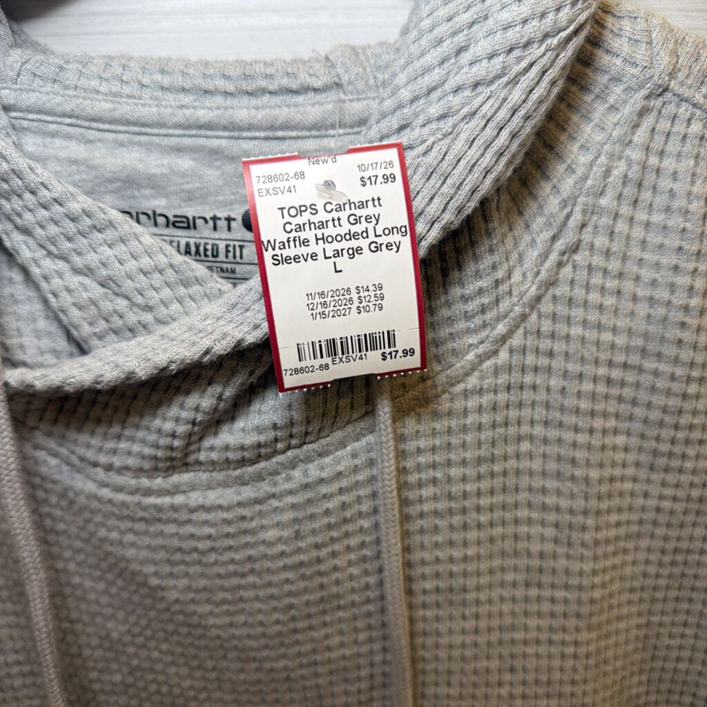Carhartt Grey Waffle Hooded Long Sleeve Large