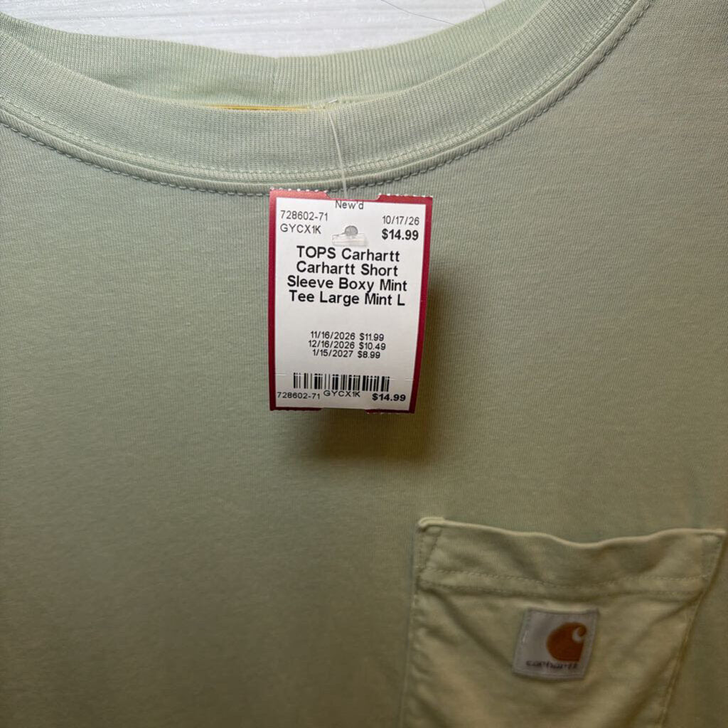 Carhartt Short Sleeve Boxy Mint Tee Large