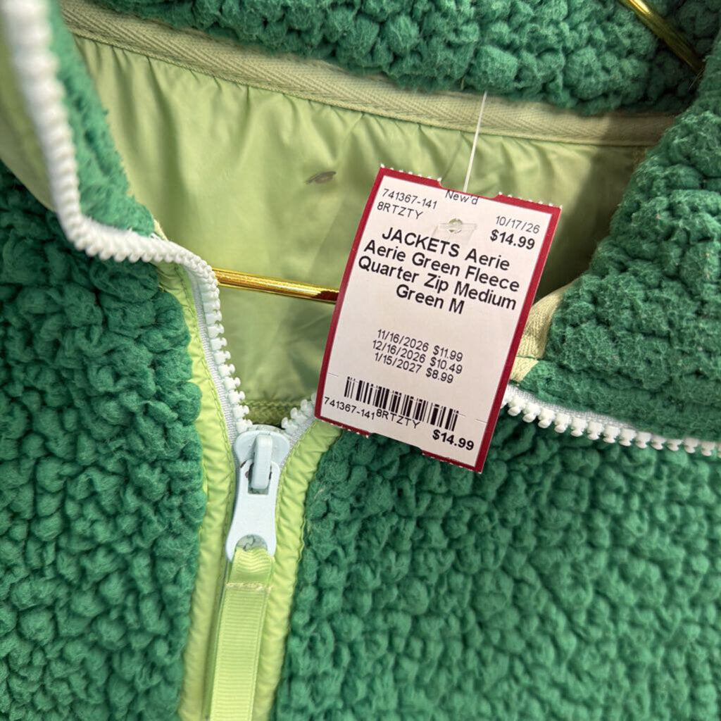 Aerie Green Fleece Quarter Zip Medium