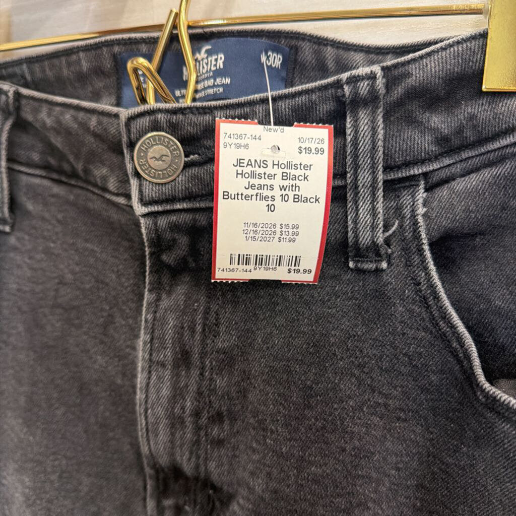 Hollister Black Jeans with Butterflies 10