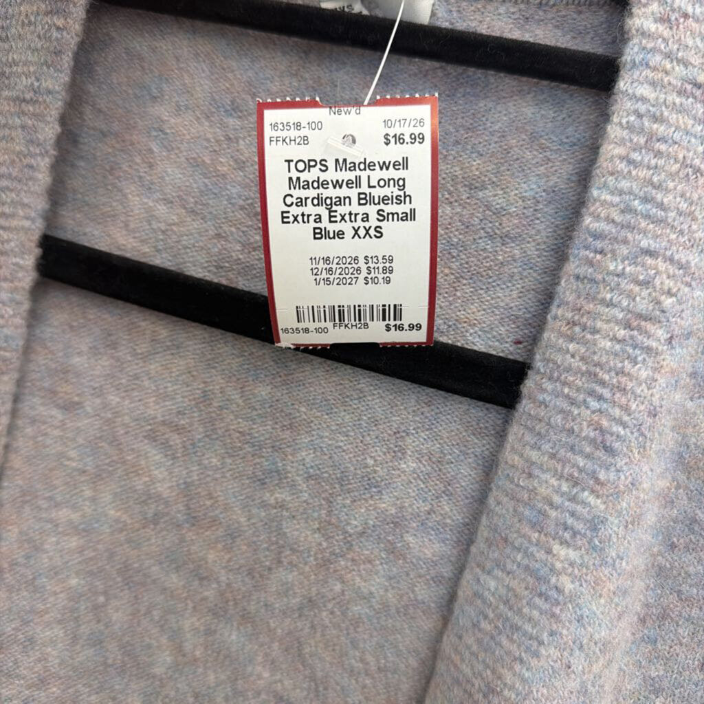Madewell Long Cardigan Blueish Extra Extra Small