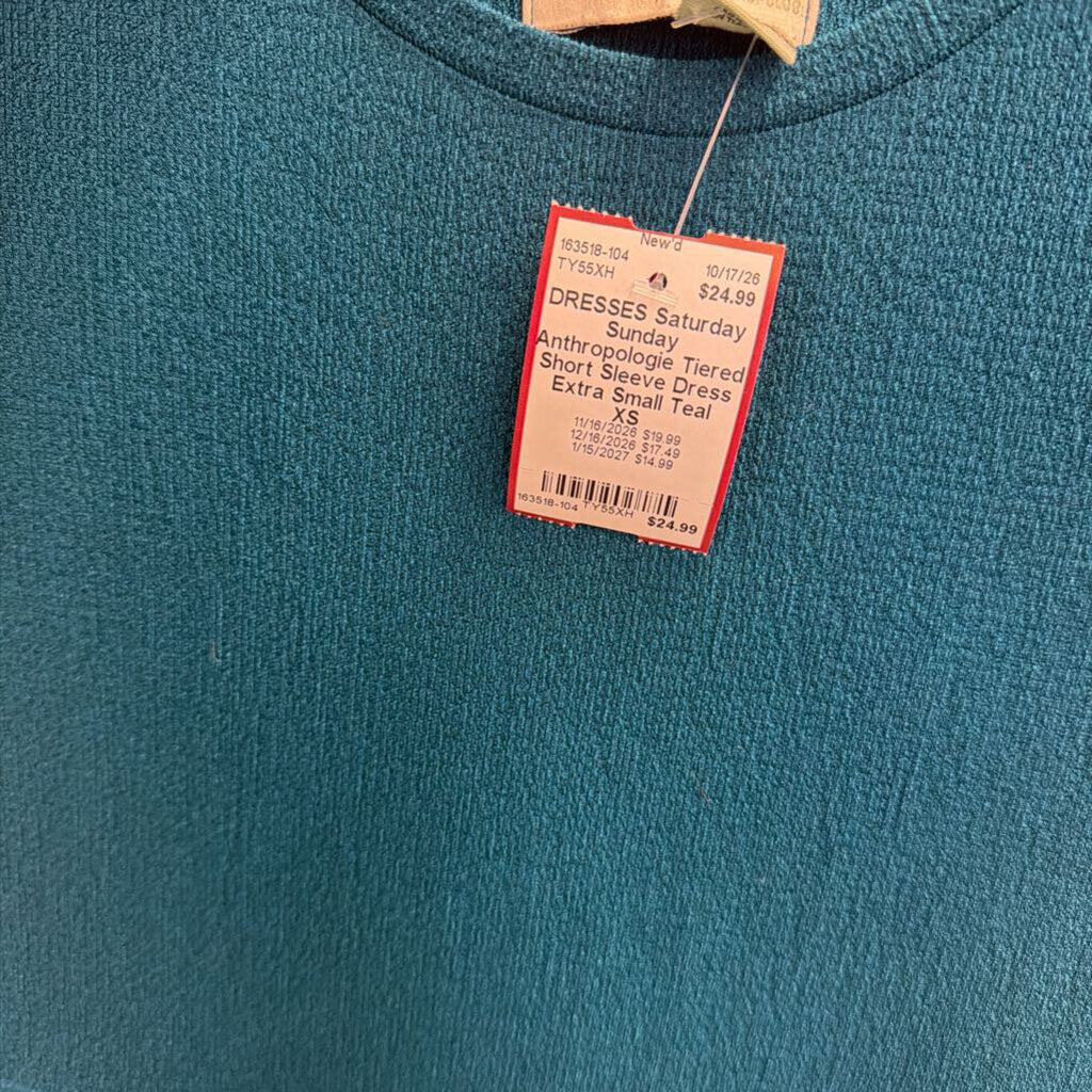 Anthropologie Tiered Short Sleeve Dress Extra Small
