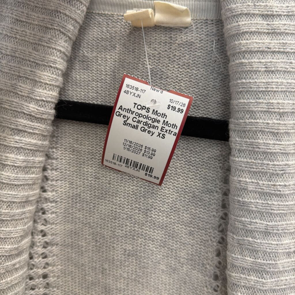 Anthropologie Moth Grey Cardigan Extra Small