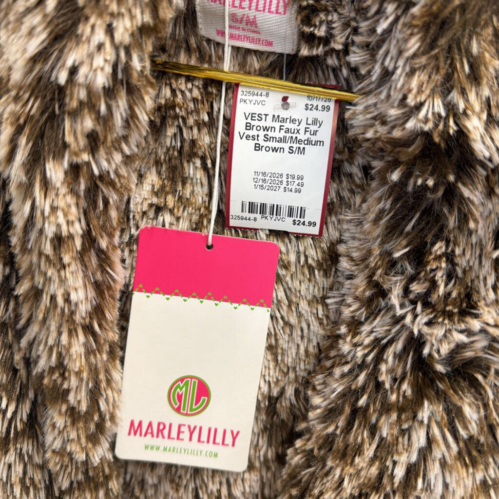 Brown Faux Fur Vest Small/Medium
