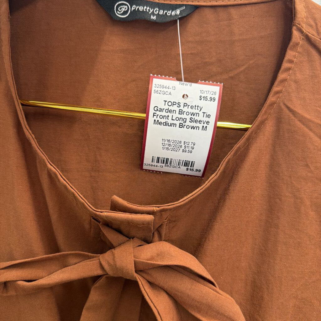 Brown Tie Front Long Sleeve Medium