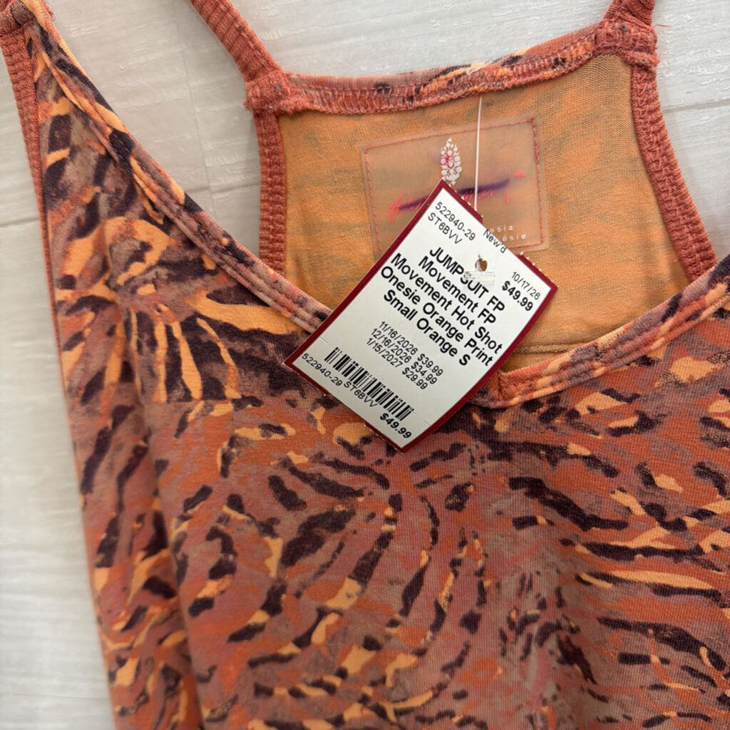 FP Movement Hot Shot Onesie Orange Print Small