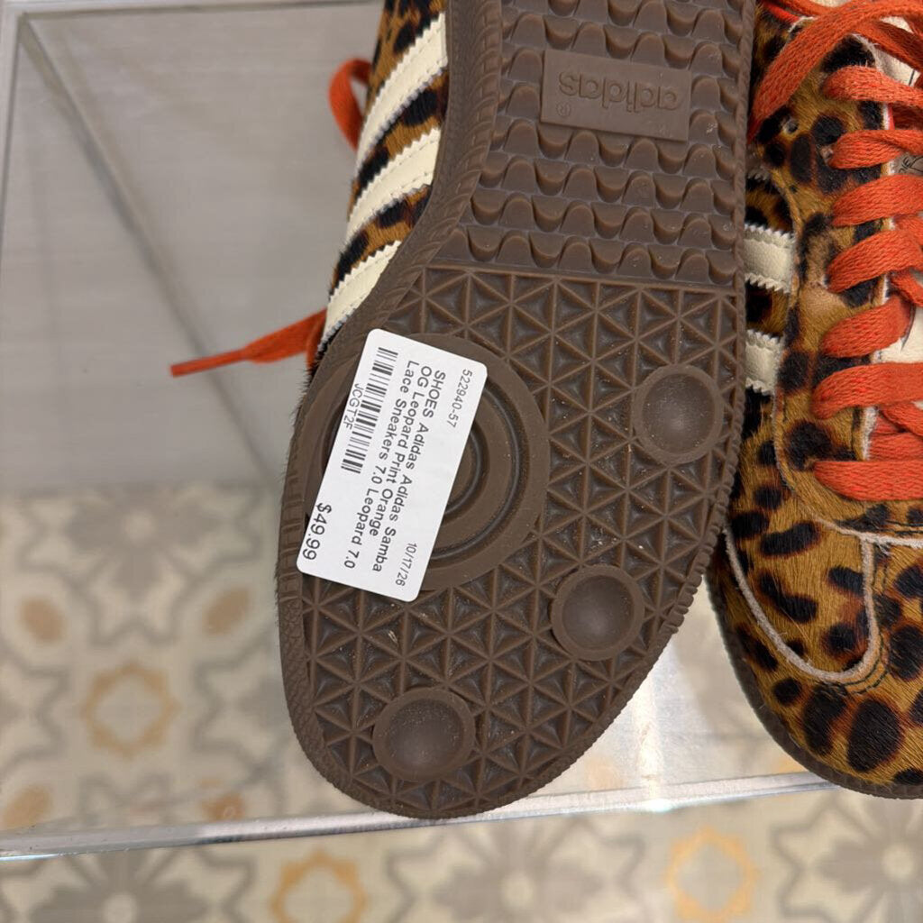 Adidas Samba OG Leopard Print Orange Lace Sneakers 7.0