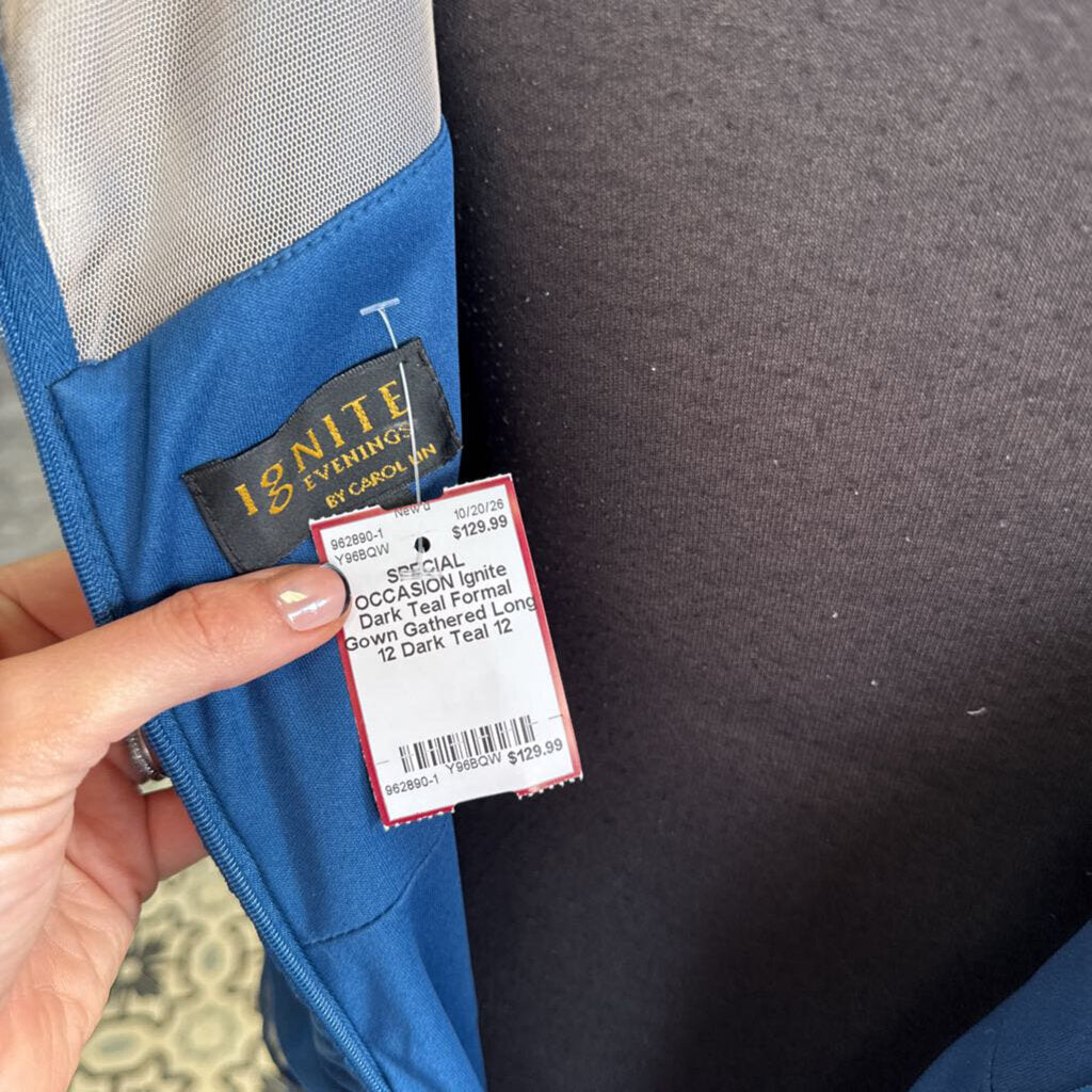 Dark Teal Formal Gown Gathered Long 12