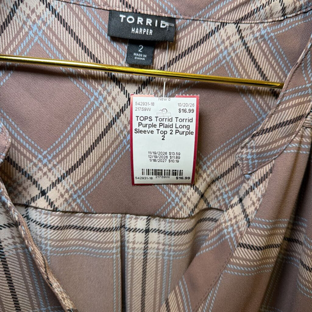 Torrid Purple Plaid Long Sleeve Top 2