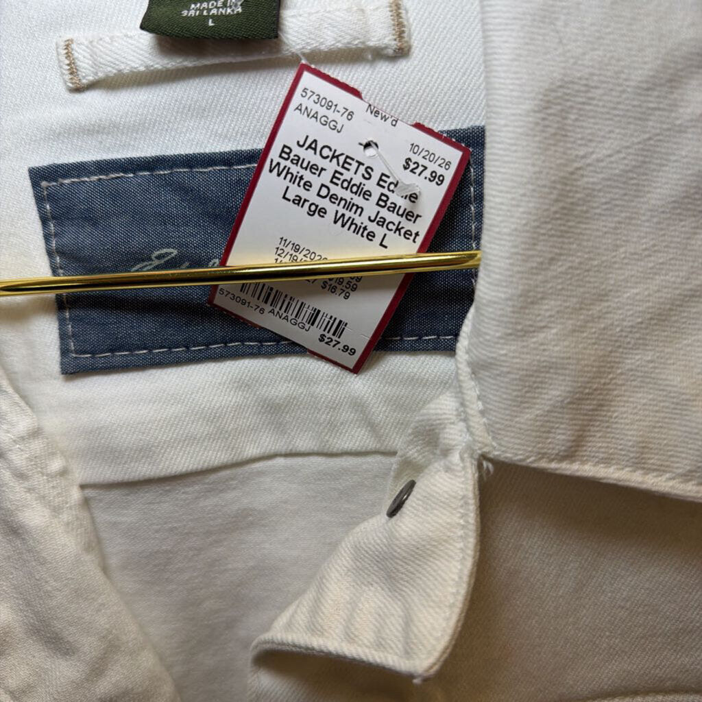 Eddie Bauer White Denim Jacket Large