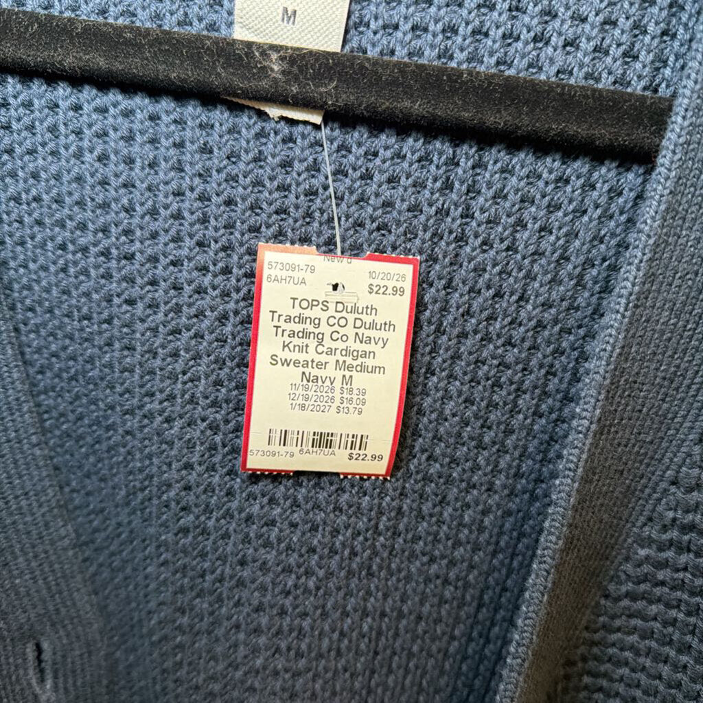 Duluth Trading Co Navy Knit Cardigan Sweater Medium
