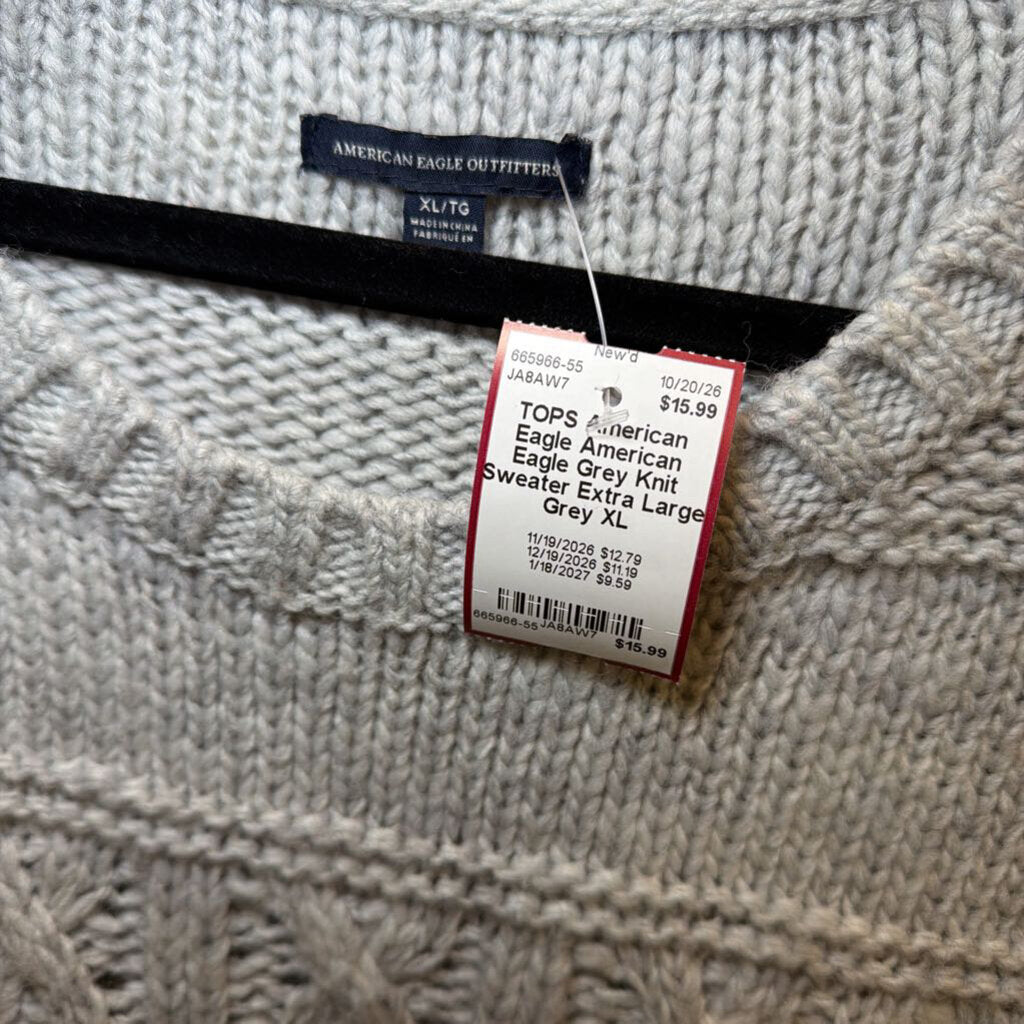 American Eagle Grey Knit Sweater Extra Large
