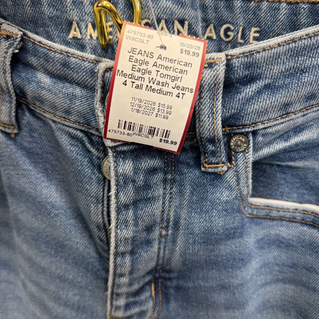 American Eagle Tomgirl Medium Wash Jeans 4 Tall