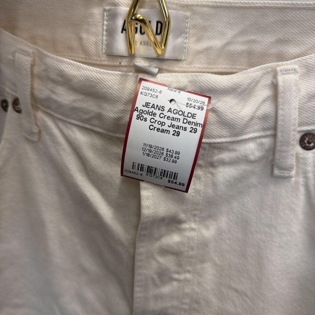 Agolde Cream Denim 90s Crop Jeans 29