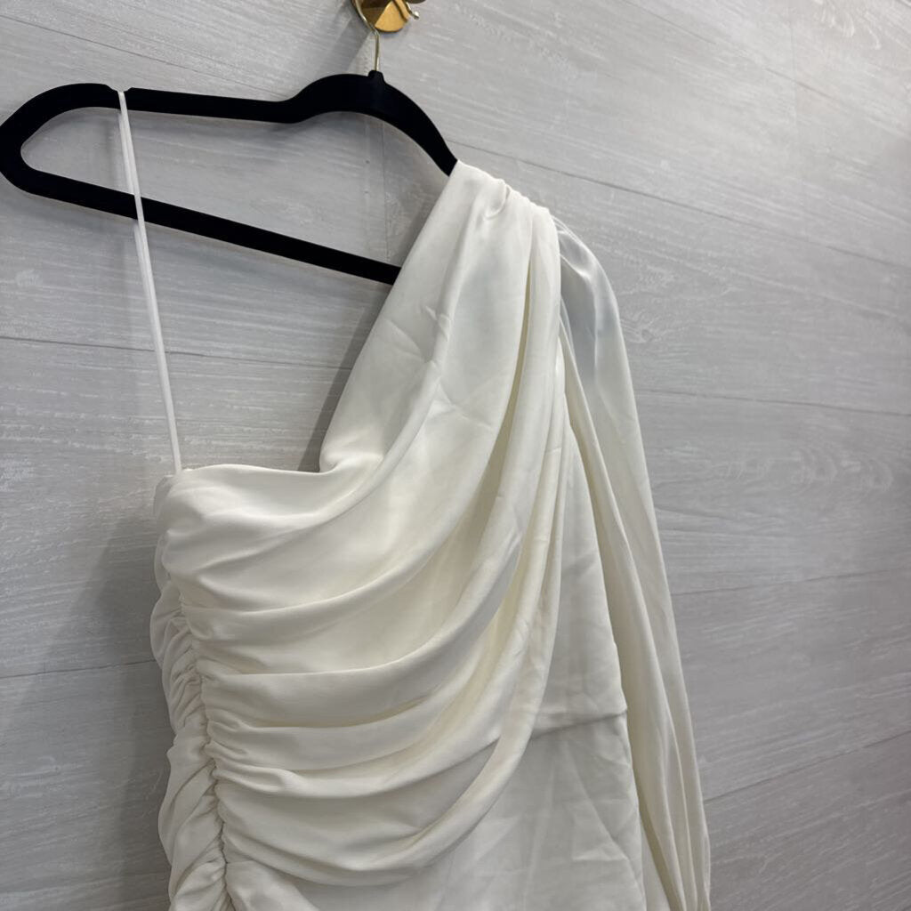 Amanda Uprichard White One Shoulder Long Sleeve Top Medium