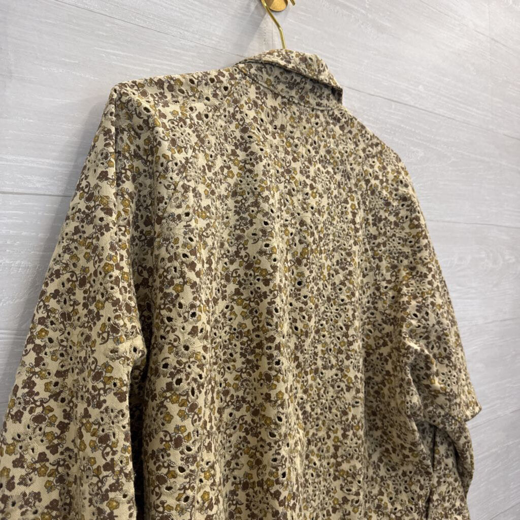 Solitaire Brown Floral Eyelet Jacket Large