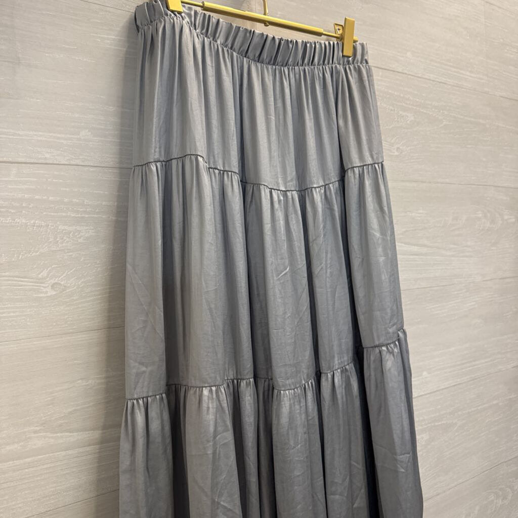Philosophy Silver Silky Maxi Skirt Medium