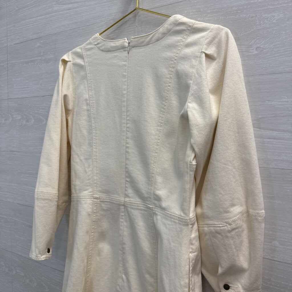 Loft Cream Denim Long Sleeve Dress 2