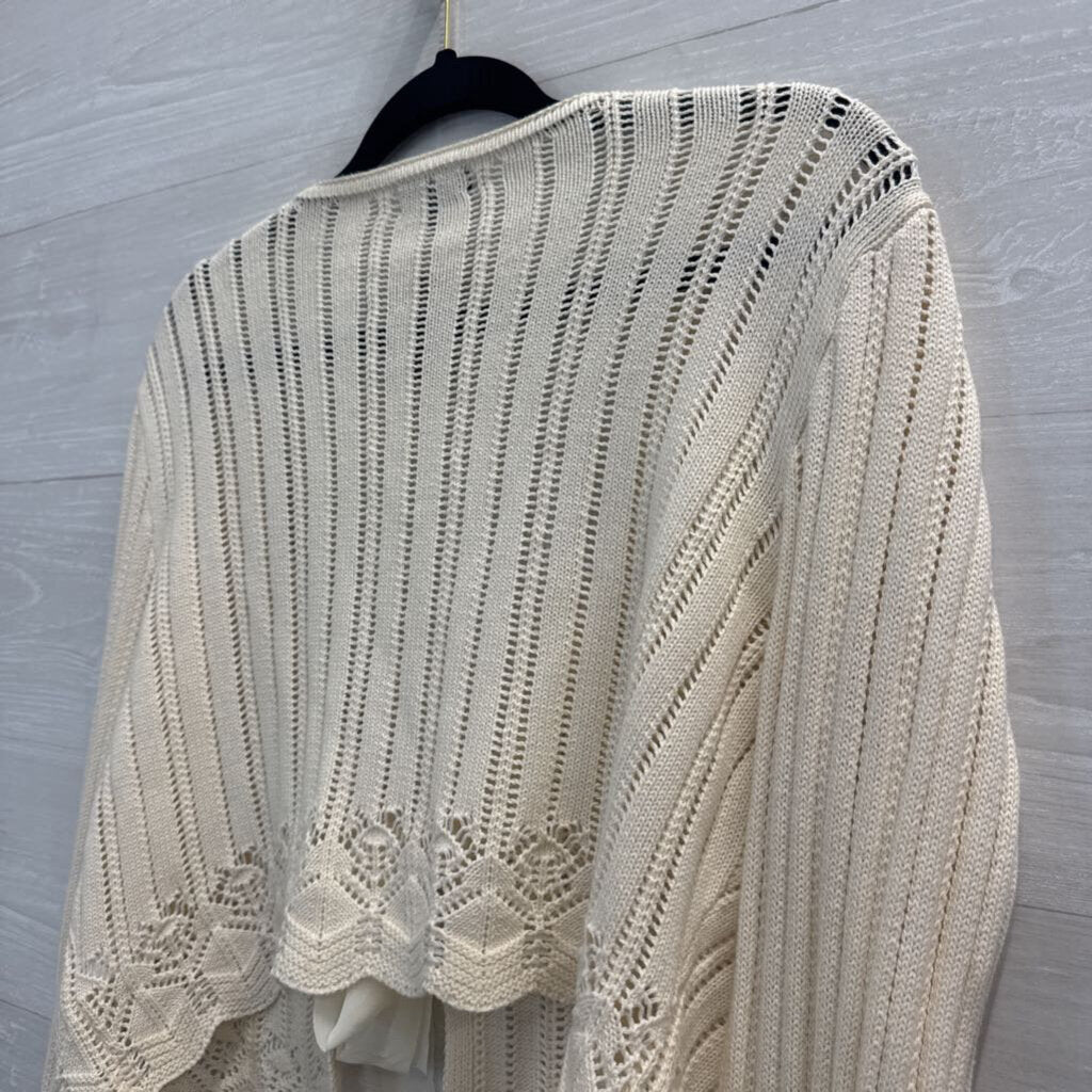 Originality Cream Knit Tie Front Sweater Medium