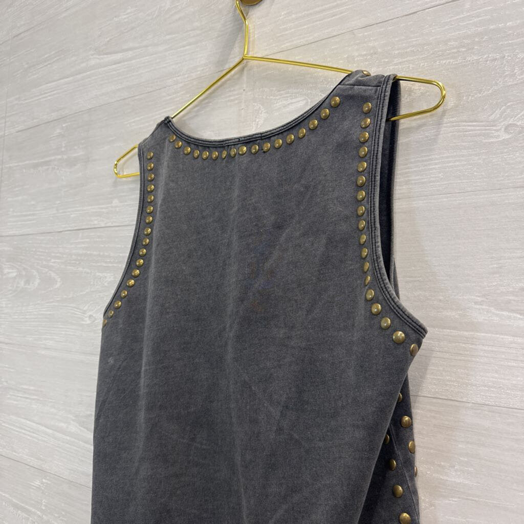 Gilded Intent Grey Studded Tank Top Medium