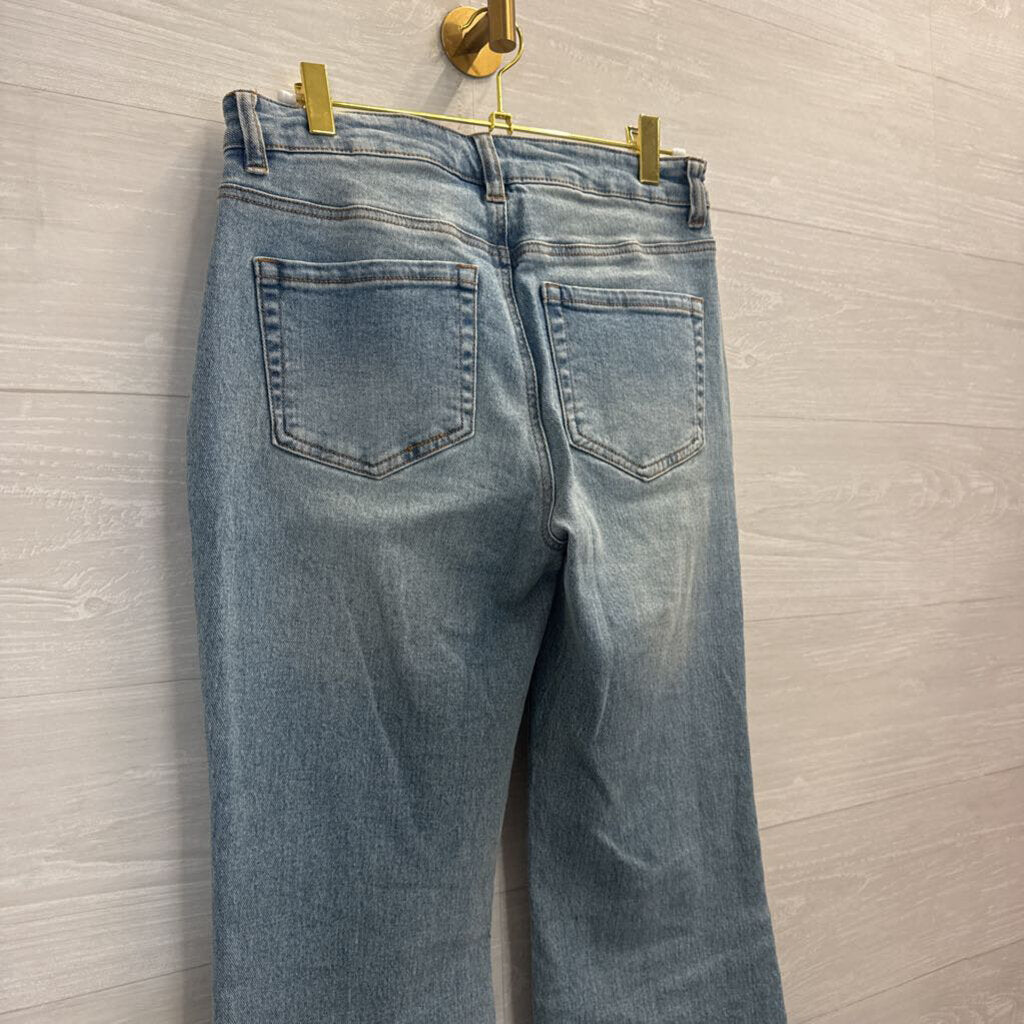 Boston Proper Light Wash Cream Embroidered Bootcut Jeans 2
