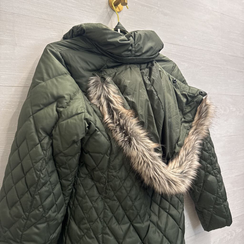 Eddie Bauer Green Diamond Quilted Puffer Jacket Extra Small Petite