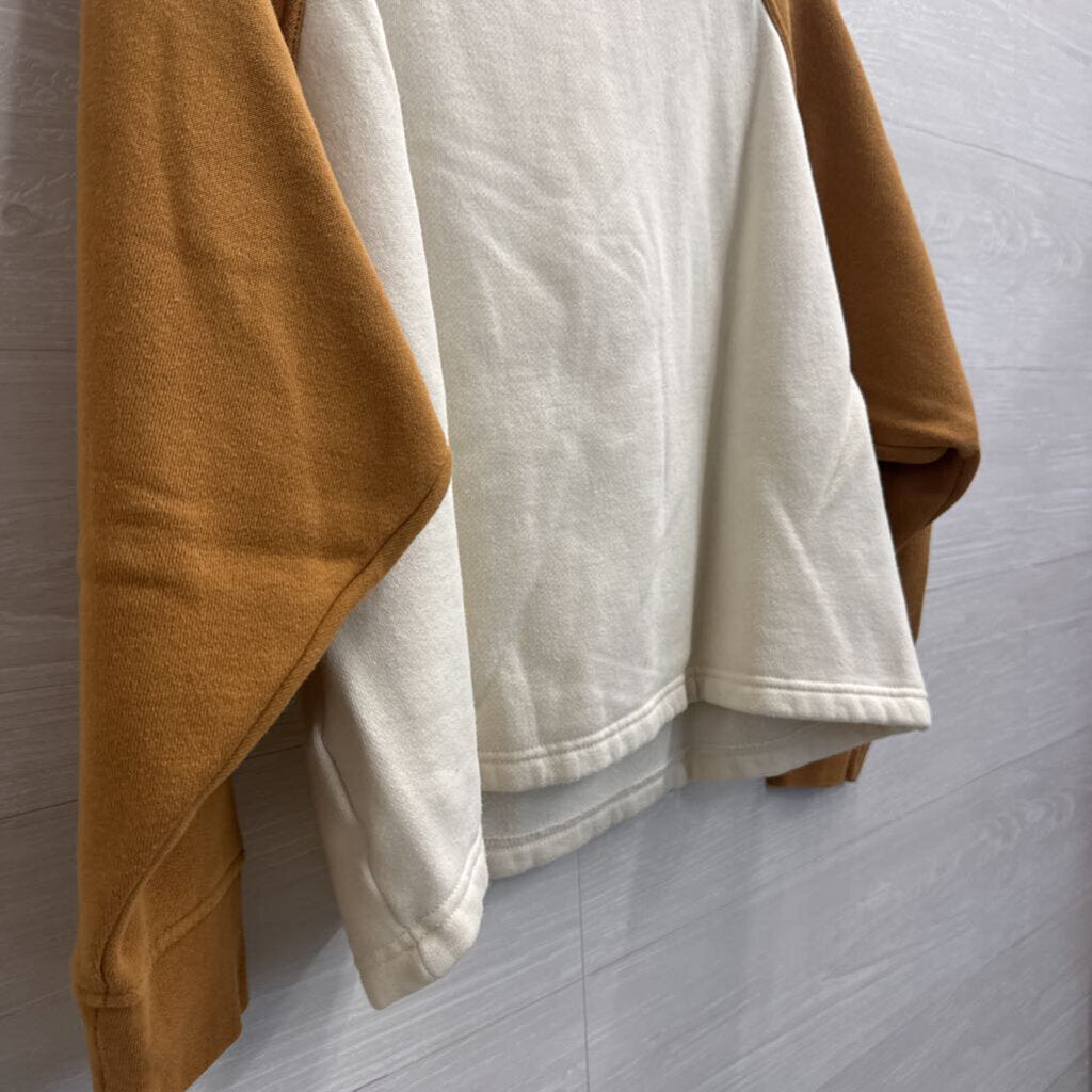 MWL Cream/ Brown Henley Long Sleeve Top Medium