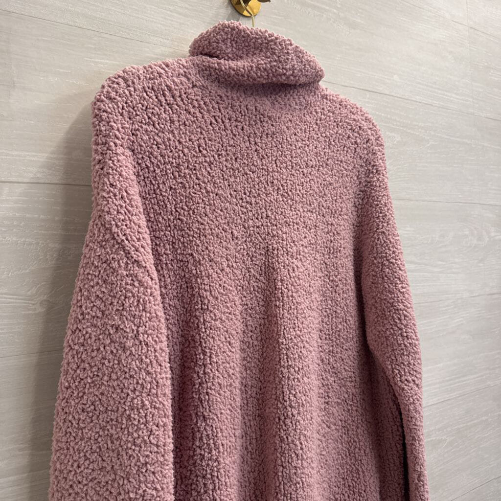 J Jill Purple Textured Sherpa Turtleneck Sweater Medium