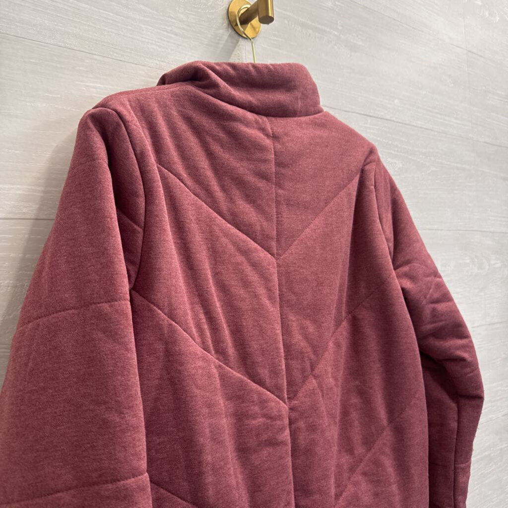 Three Dots Burgundy Quilted Zip Up Jacket Small